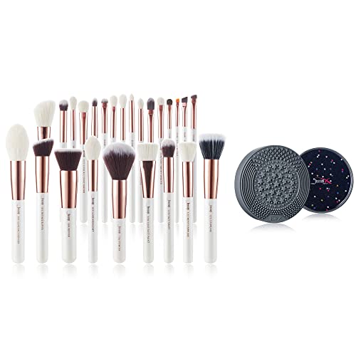 Jessup Professional Makeup Brushes Set 25pcs T215 with 2 in 1 Silicone Brush Cleaning Mat & Color Removal Sponge A002