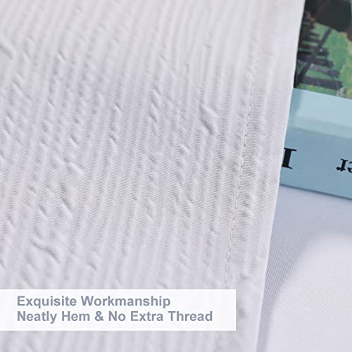 Lecloud Stripe 100% Blackout Curtains For Bedroom, 2 Panels White Curtains 84 Inches Long, Thermal Insulated Back Tab Curtains For Living Room, 3D Embossed Luxury Fabric Window Curtains, 52" Wx84 L #TOP5