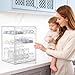 keyunchengbao Baby Bottle Organizer, 3 Tiers Adjustable Clear Acrylic Baby Bottle Storage Organizer with 3 Removable Dividers and Magnetic Door, Suitable for Countertop and Kitchen