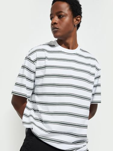 Image of Max Men Cotton URB N Oversized Striped T-Shirt