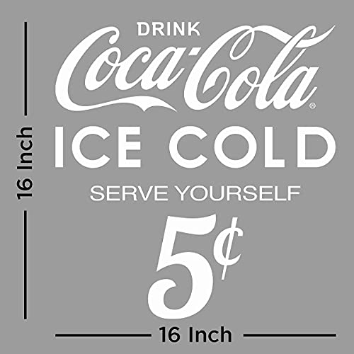 Retro Planet.com - Drink Coca Cola Ice Cold 5 Cents, Cut Out Vinyl Sticker, Peel And Stick Decal, Vintage Classic American Wall Art, 16 X 16 In #TOP6