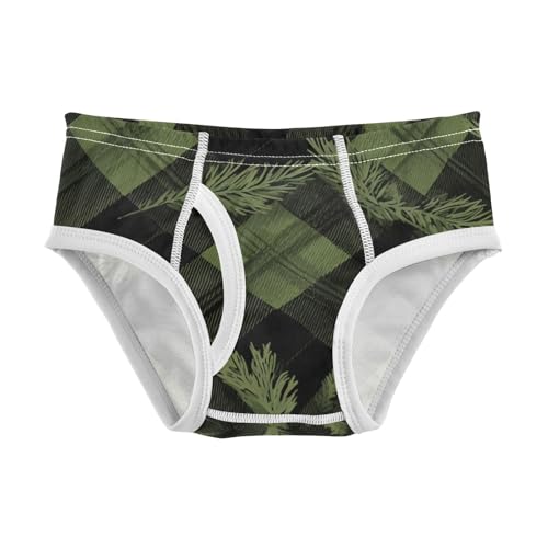KLL Buffalo Plaid Green Black Toddler Boys Comfort Athletic Underwear Cute Children Undies