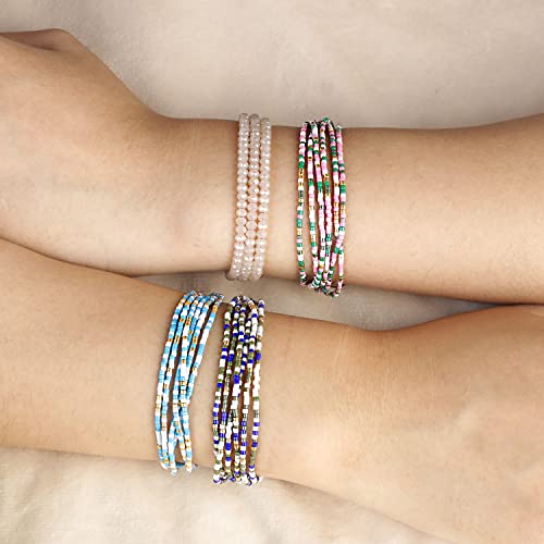 Image of KELITCH Adjustable Multi Strand Bracelets Colorful Miyuki Seed Beads Wrap Bracelets Bangle Women Jewelry