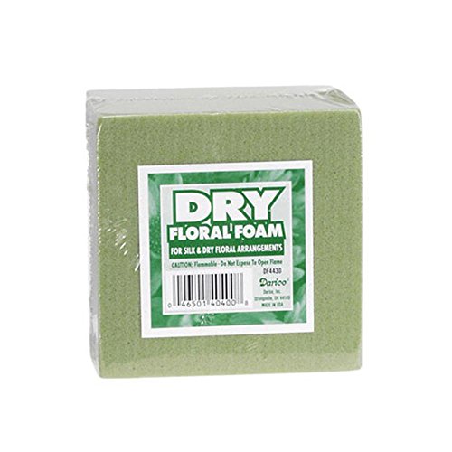 Darice DF4430 Floral Dry Foam Half Brick Green Shink Wrapped