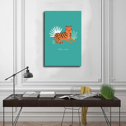 Leinwand-Poster, Motiv: Kleiner Tiger, Wildkind, Wandkunst, Dekor, Bild, Gemälde für Wohnzimmer, Schlafzimmer, Dekoration, 50 x 75 cm
