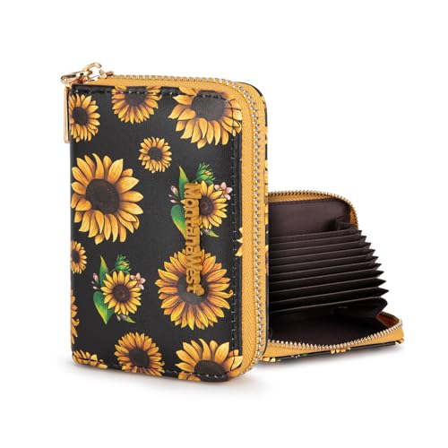 Image of Montana West Small Credit Card Holder for Women RFID Blocking Sunflower Wallet with Zipper Compact Women's Wallet Gift Idea
