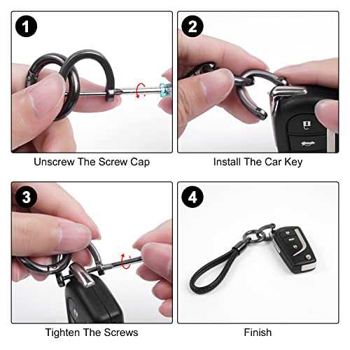 flintronic Key Fob Keychain, Leather Key Chain Holder with Anti-Lost Ring, Lightweight Car Key Chain for Men & Women, 360 Degree Rotatable Key Holder for Car Office Home