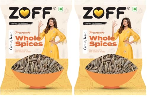 Image of Zoff Whole Cumin Seeds Jeera 200gm - 100% Natural & Fresh - Hygienically Packed, Rich Aroma & Flavor - Nutrient-Rich Spice for Indian Cooking (Pack of 2)