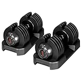 ALTLER Adjustable Dumbbell,52lbs Set with Tray for Workout Strength Training Fitness, Adjustable Weight Dial with Anti-Slip Handle and Weight Plate for Home Exercise