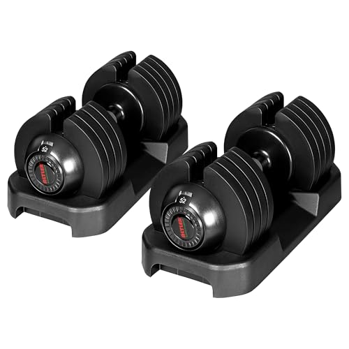 Image of ALTLER Adjustable Dumbbell,22LBS 44LBS 52LBS Dumbbell Set with Tray for Fitness, Fast Adjust Weight by Turning Anti-Slip Handle, Safety with 8 Lock Slots, Suitable for Men and Women