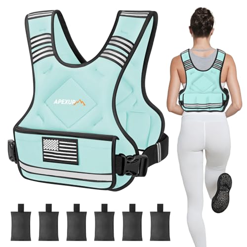 Image of APEXUP Adjustable Weighted Vest, 4-10lb /12-18lb /20-32lb Vest with 6 Ironsand Weights and Large Pocket, Weight Vest for Men Women Strength Training, Running, Walking