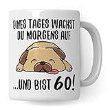 Tasse 60. Geburtstag, Geschenk 60 Geburtstag Frau & Mann, Becher mit Spruch Hunde Motiv, Kaffeebecher 1963 Jahrgang Geschenkidee, Kaffeetasse Deko Geburtstagsgeschenk 2023