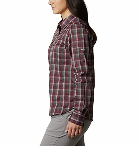 Columbia Women's Silver Ridge Lite Long Sleeve Shirt, Malbec Plaid, X-Large