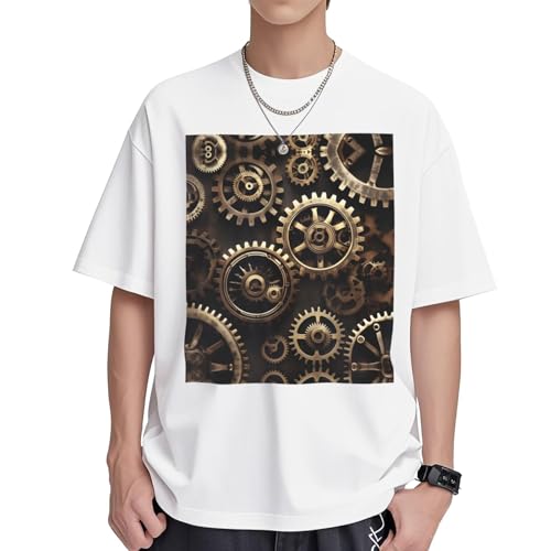 T-shirt steampunk femme EdWal col rond et manches courtes en coton doux imprimé