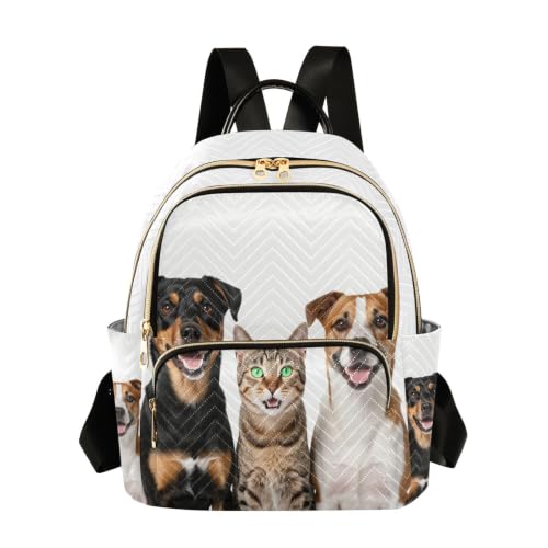 Sac à dos femme au motif drôle de chien et chat ensemble pour partager votre bonne humeur
