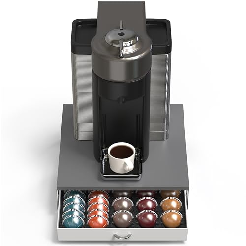Image of Deco Brothers Vertuo Pod Holder Drawer, Fits 30 Large or 60 Small Capsules | Compatible with Nespresso Pods, Gray