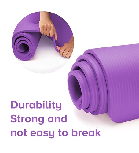 Yoga Mat Unisex Non-Slip Thick Foam Fitness Exercise Mat (10mm) Comes with Carrying Strap Lightweight Home Gym Workout Equipment for Yoga, Pilates, Stretching, Gymnastics Training & Camping - Image 5