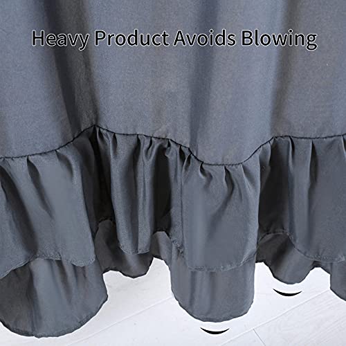 Yostev Grey Ruffle Shower Curtain Farmhouse Fabric Cloth Shower Curtains For Bathroom 72X84 Inches #TOP4