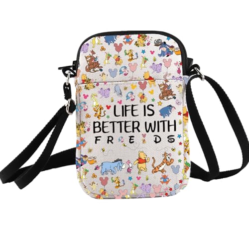 PXTIDY Cartoon Crossbody Bag Life Is Better With Friends Friendship Gift Bear Lover Gift Magical Kingdom Gift