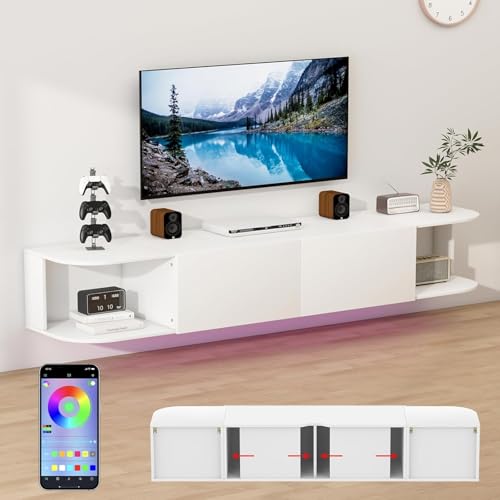 Wandmontierte TV-Schrank mit LED Beleuchtung, Wand-TV-Schrank, Hängendes...