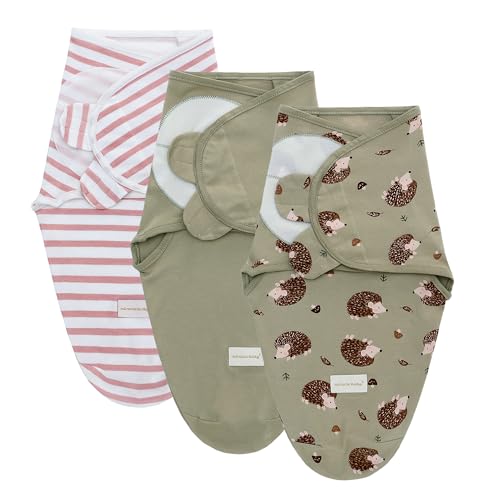 Miracle Baby 3 Pcs Swaddle Blanket,Manta Envolvente para Bebé, Swaddle Wrap 100% Algodón, Saco de Dormir Bebe Recién Nacidos, 3-6 Meses