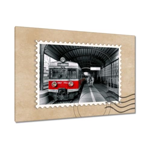 Peinture imprimée sur toile 90 x 60 cm Train EB57-773ra design vintage pour salon moderne