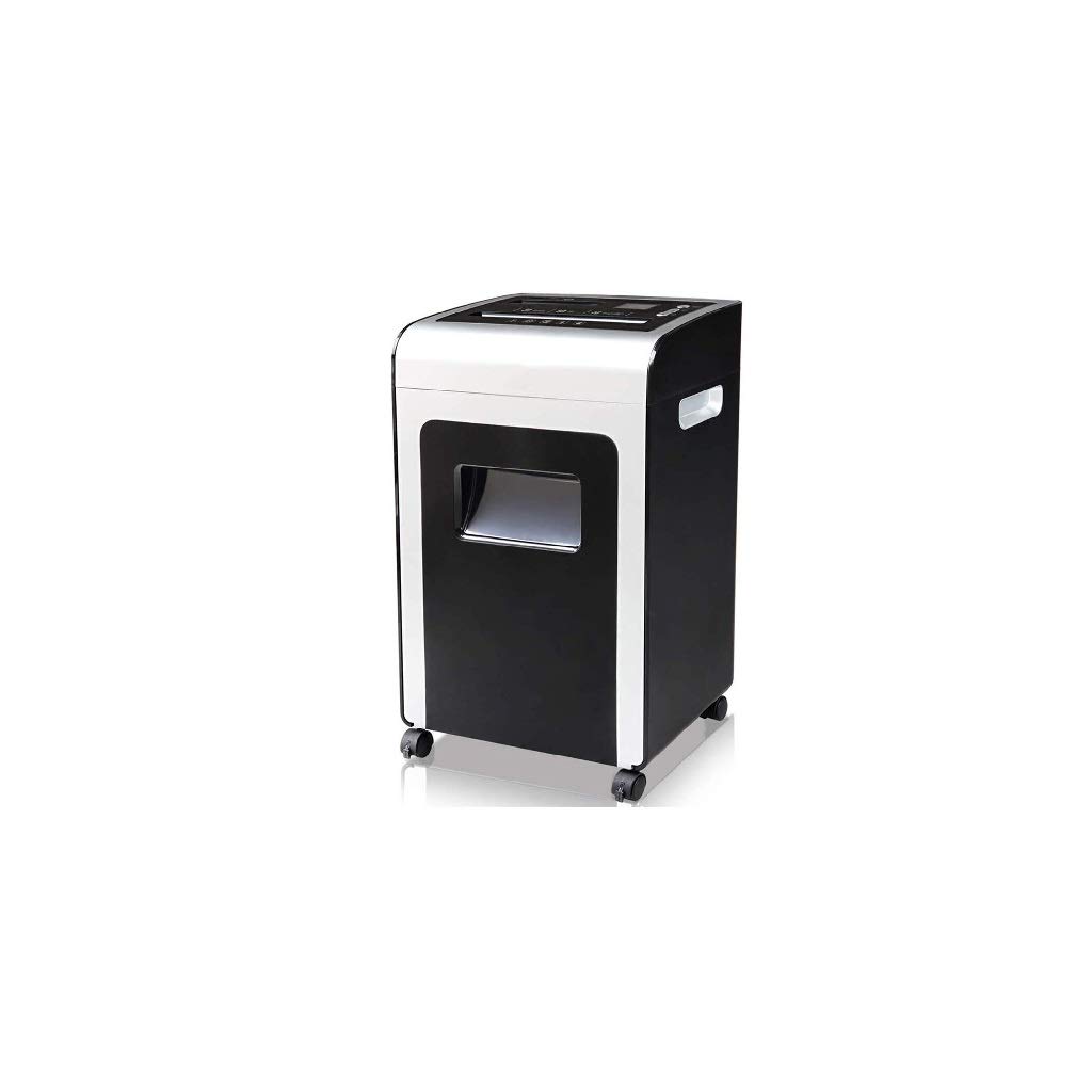 Negro-Shredder for Trabajo Pesado de Papel con Cortes transversales, CD, Tarjeta de crédito Shredder con arrancamiento Basket y 4 Ruedas