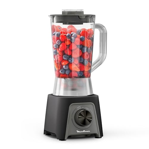 Moulinex Blendeo+, Frullatore da 1.5L con Lame Zelkrom e Smart Lock, Potenza di 450W, con 2 Velocità, Raffreddamento ad Aria, LM2C08F0