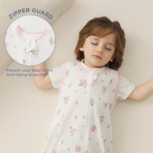 Image of Duomiaomiao Baby Sleep sack 1.0 Tog, 2 Pack Cotton Baby Sleeping Bag All Years Round, Wearable Blanket Unisex Toddler Newborn Sleep Bag 6-18 Months, Flowers