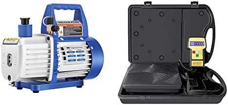 VIVOHOME 110V 1/3 HP 4.5 CFM Single Stage Rotary Vane Air Vacuum Pump with High Precision Electronic Digital Refrigerant Charging Weight Scale with Case for HVAC 220LB