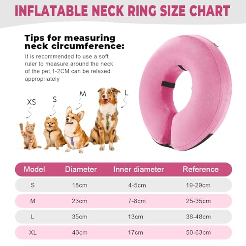 HMCEY Aufblasbare Halskrause Hund Katze,Hundekragen Leckschutz Weich,Kragen Hunde Nach Op Mit Verstellbarer Klettverschluss,Schutzkragen Hunde Halskragen Katze,Inflatable Dog Collar für Genesung