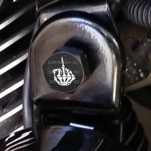 Black Billet Horn Cover Mounting Nut Kit for Harley - White Skull Finger H016 Style-9856-3348