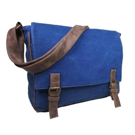 Bolsa Pasta Transversal Carteiro Notebook Laptop em Lona Masculino Feminino (Azul)