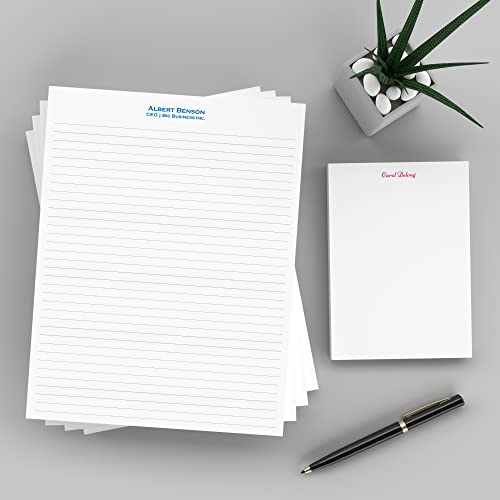 PrintPPS Personalized From the Desk of Notepads With 2 Lines of Text - 4 Pack Gift Set of 8.5 x 11 @ 50 Sheets Per Pad - Optional Ruled Lines - Custom Stationery For To Do Checklists, and Gifts