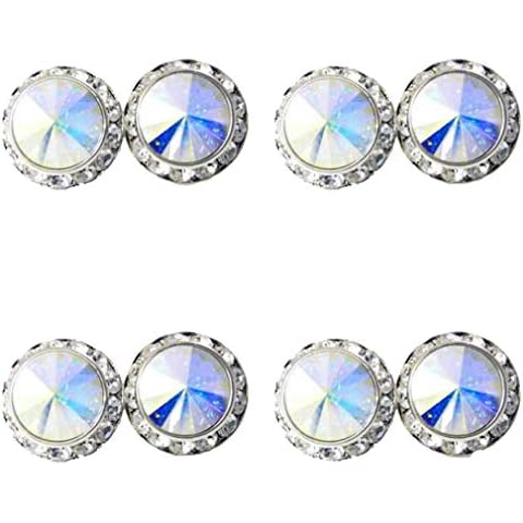 4 Pairs 17mm Round Shaped Acrylic Stone Crystal Post Earring Studs Jewelry Gift for Women Bridal Wedding Casual Stage Everyday Wear Jewelry AB Cover