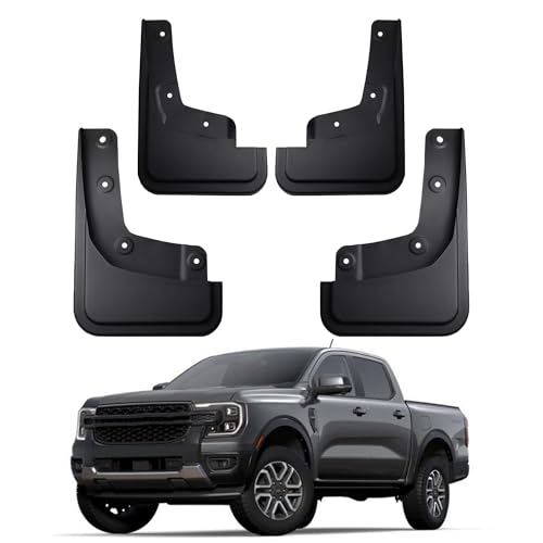Image of Mud Flaps Compatible with Ford Ranger Accessories 2026 2025 2024 Splash Guards All Weather Fender Guard Mudguards Sediment Protection No Need to Drill Holes(Won't Fit Raptor)