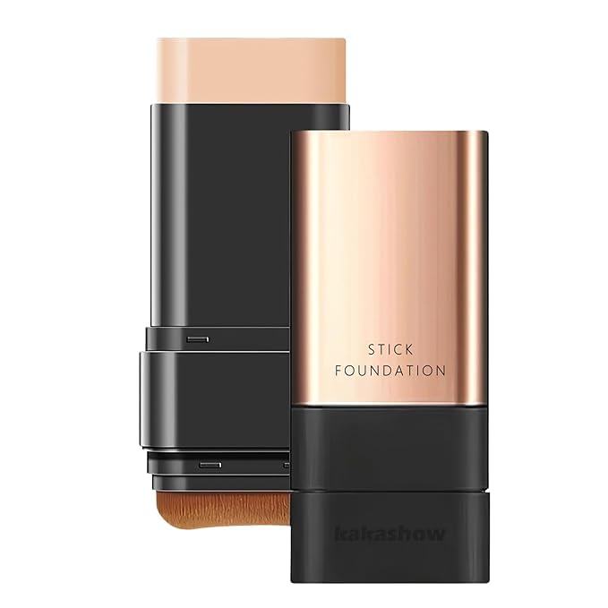 ERITIN 2 In 1 Makeup Foundation Stick Anti-Wrinkle Foundation Stick – Long-Lasting Double-Head Makeup Stick with Built-In Brush – Smooth Finish, Easy Blend & Portable Face Makeup for All Skin Types