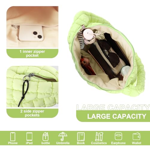 Image of Quilted Puffer Tote Bag Purse Puffy Crossbody Shoulder Bag,Lightweight Nylon Hobo Bag Puffer Carryall Bag for Women Girl