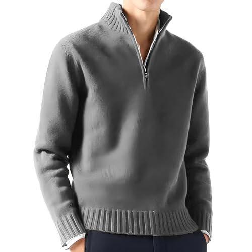 Dcvmvmn Winter Men's Slim Fit Zipper Collar Warm Sweater Casual Large Size Outdoor Warm Sweater3