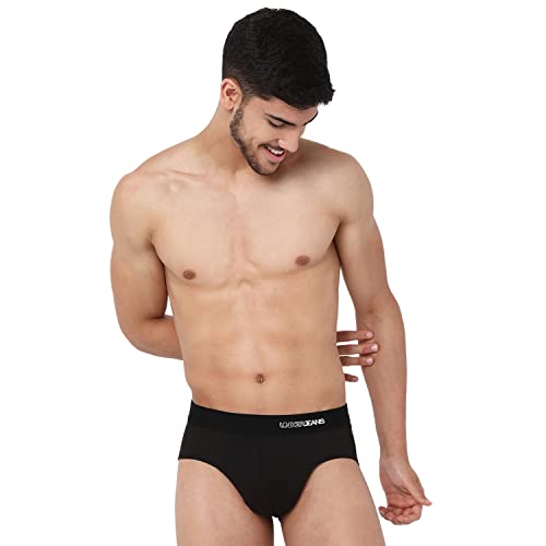 Image of Underjeans Men Black Cotton Blend Brief