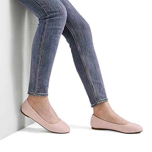 DREAM PAIRS DREAM PAIRS Women's Sole-Simple Ballerina Walking Flats Shoes,Size 9,Pink,Sole-Simple