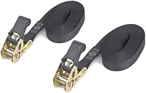 PowerTye 1in x 10ft Easy-Grip Light-Duty Endless Ratchet (no Hooks) - 400 lb. Working Load Limit / 1,200 lb. Breaking Strength - Black 2-Pack