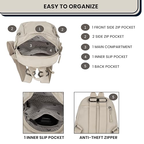 Image of TS WITH TECHSUN Women's Small Mini Backpack Purse | Water-Resistant Compact Bag for Travel, Casual Outings | Fits Only Essentials (L) 20 X (W) 14 X (H) 24 CM