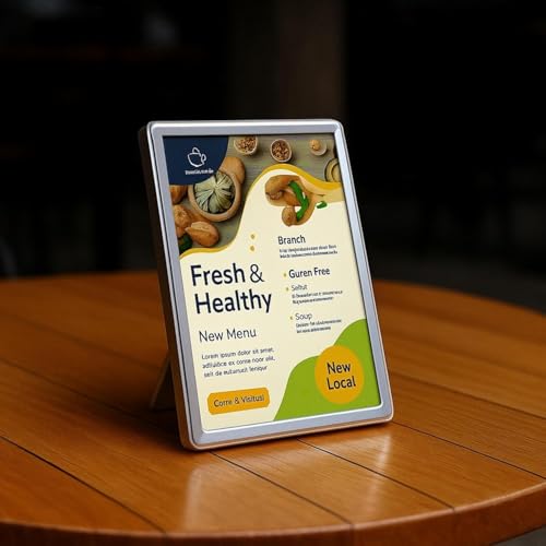 Image of QAILUX LED Sign Board for Advertising | Ultra Slim Display Frame for Restaurants, Cafes, and Cinemas | Glass Desktop Menu Holder with LED Light (A5 (5.8x8.3inc))