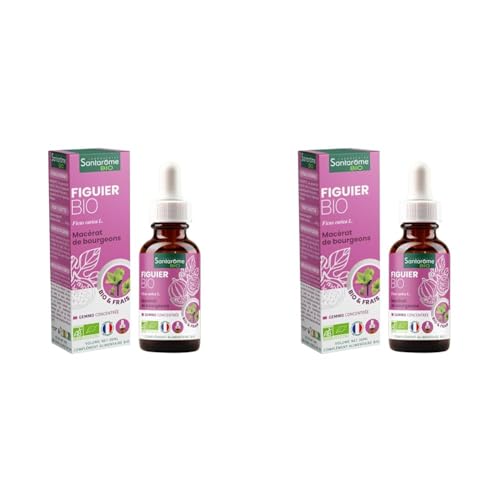 Santarome Bio - Figuier Bio - Macérat de bourgeons - Bourgeon de Figuier Bio - Bourgeon Frais - Gémmothérapie - Complément alimentaire anti stress - Flacon de 30 ml - France (Lot de 2)