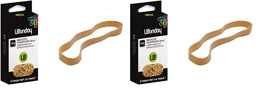WONDAY Boite de 100g Elastique Bracelets caoutchouc 70 x 5 mm Blond (Lot de 2)