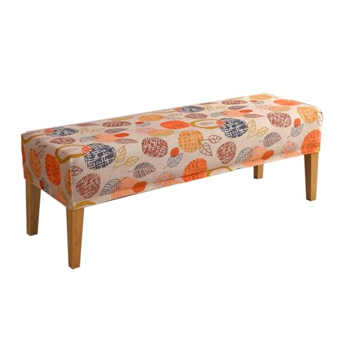 Image of HOKIPO Premium Printed Velvet Dining Bench Cover, Coral Autumn Leaves (AR-5798-D1)