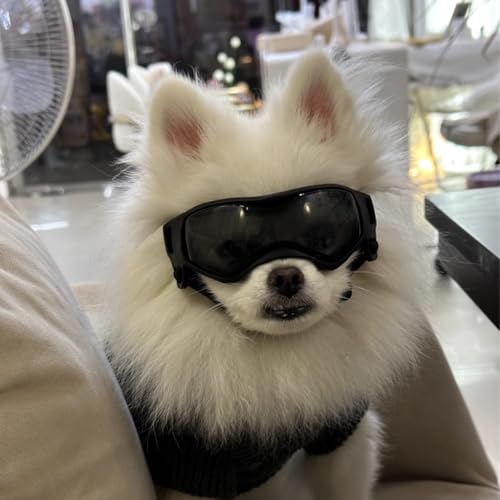 Image of Dog Goggles Small Breed, XS Dog Sunglasses Chihuahua Glasses Anti-UV Eyes Protection for XSmall Pets Tiny Dogs Cats, Black XS