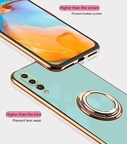 Tiwinxing Compatible with Huawei P20 Pro Case Silicone Shockproof Huawei P20 Pro Phone Case Anti-Scratch Ultra Thin TPU Cases with Magnetic Ring (Light Green, Huawei P20 Pro)
