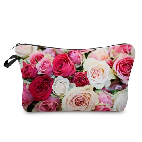 Livel lhood Women Travel Bag Rose Pattern Printed Cosmetic Bag Makeup Bag Small Pouch Gift for Women hz4897
